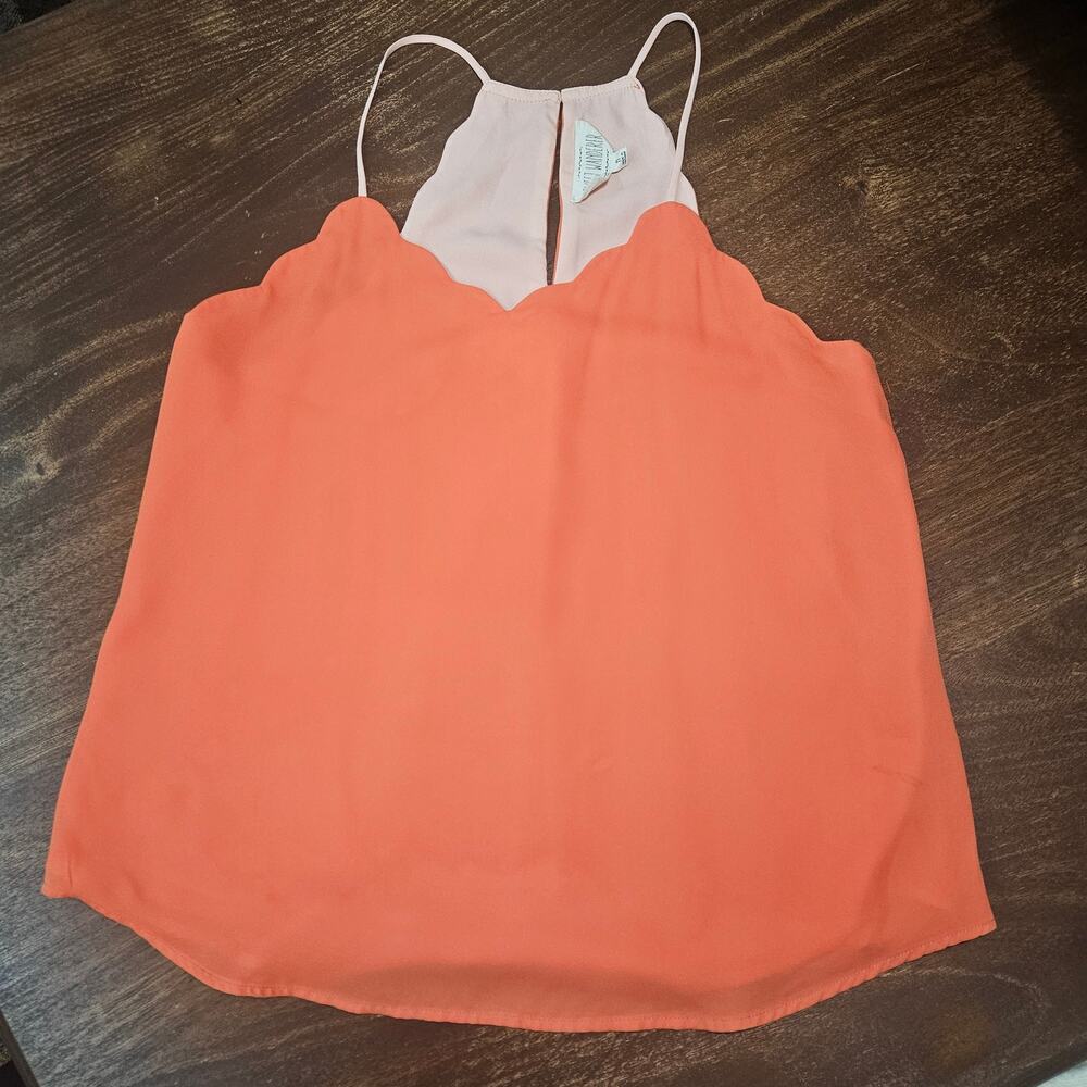 Sweet Wanderer Orange Scalloped Halter Top Medium